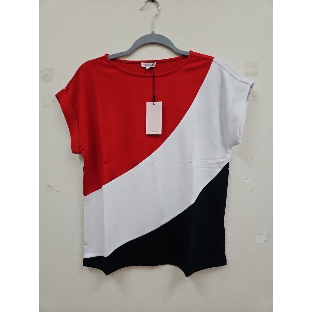 Alba Moda Red Black White Sz 36 Top New With Tags